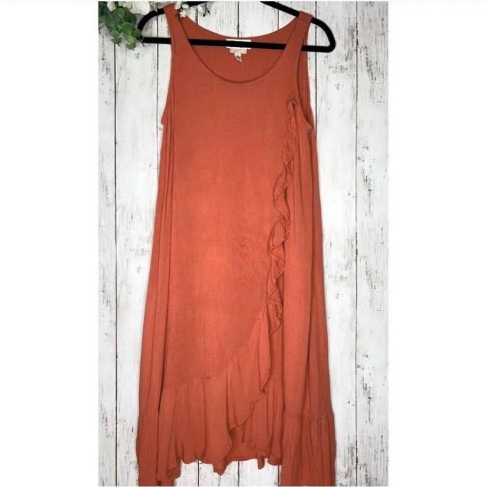 Jessica Simpson Dusty Rose Ruffle Hem Easy Access for Nursing Sleeveless Dress